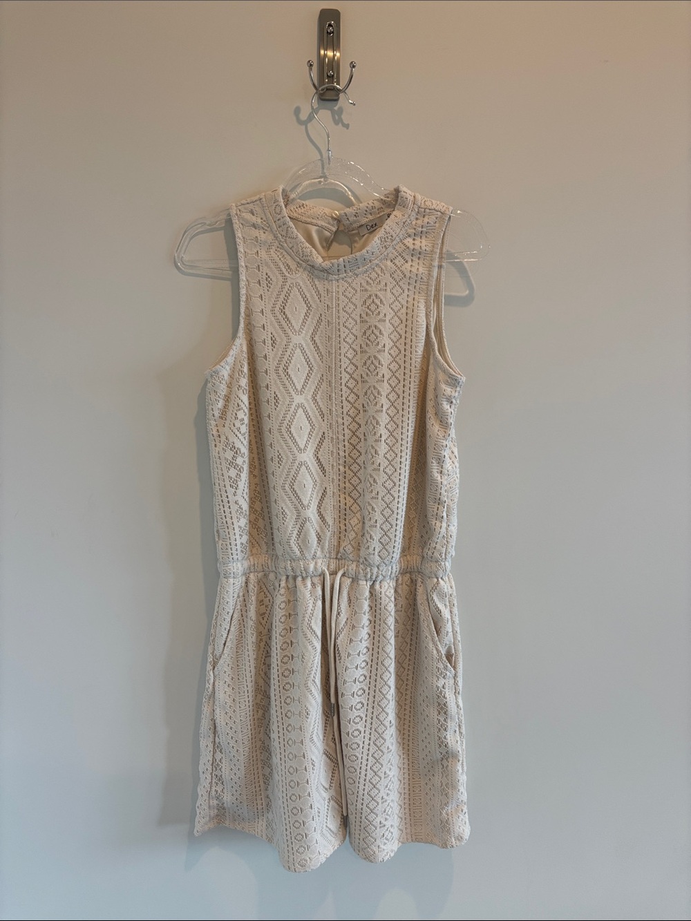 Dex Cream Lace-Pattern Sleeveless Mini Dress - Picture 2 of 5